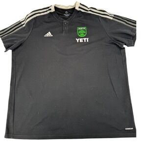 Adidas Austin FC‎ Yeti Henley Shirt Mens 2XL AEROREADY Black Green Soccer